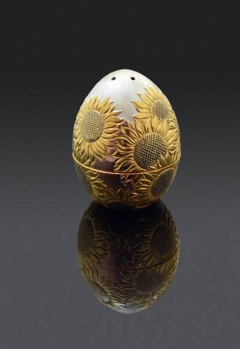 Серебряная набор «Курочка ряба», яйцо-солонка и чайная ложкаФото 10694-03.jpg
