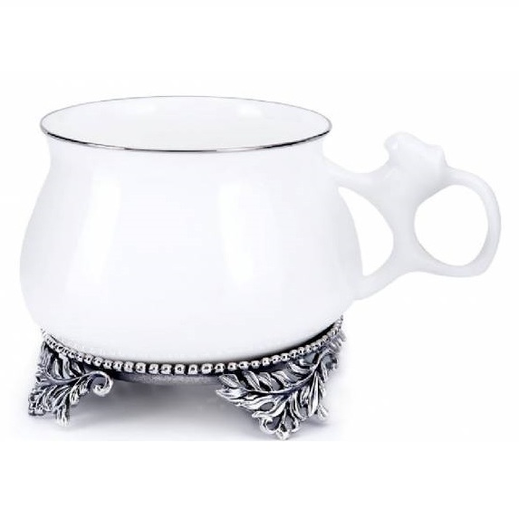 Серебряная чайная чашка Билибина с подставкой