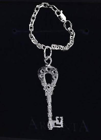 Серебряный брелок для ключей Ключ-Подкова(снято с производства)