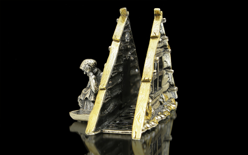 Серебряная салфетница «Землянка» (серия Золотая рыбка)Фото 1252-12.jpg