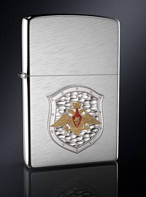 Зажигалка с серебряной эмблемой МО РФ