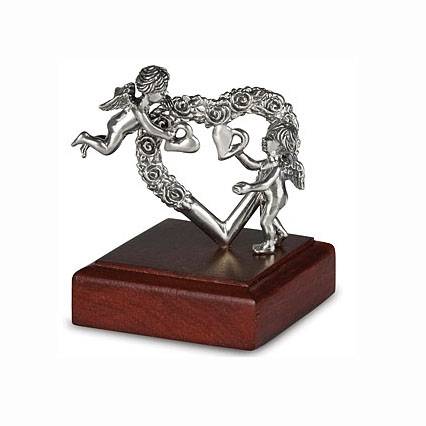 Серебряная миниатюра Сердце с ангелами