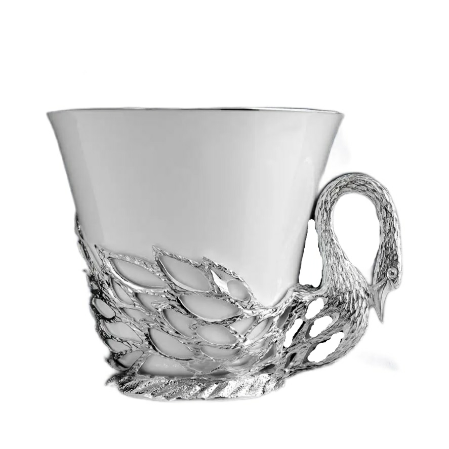 Серебряная чайная чашка Лебедь