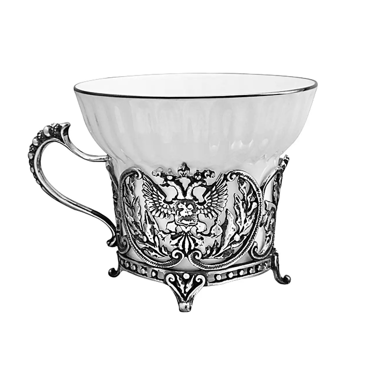 Серебряная чайная чашка Герб с чернением