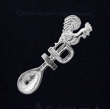 Серебряная сувенирная ложка Петух с рублем (снято с производства)