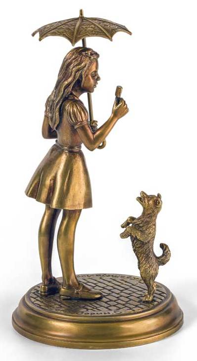 Бронзовая статуэтка Девочка с собачкой