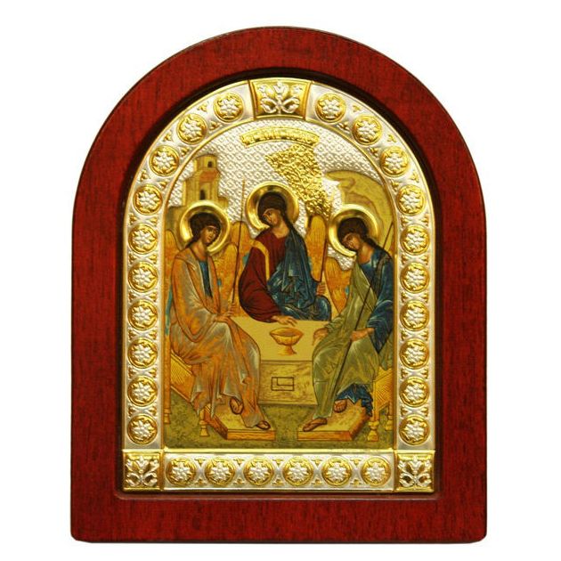 Посеребренная икона Святая Троица средняя