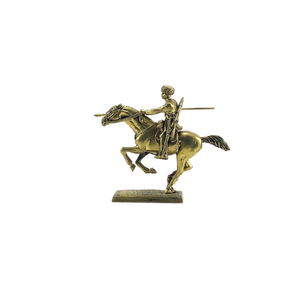 Бронзовая статуэтка Рядовой 1-го уральского казачьего полка в черкеске с пикой на конеФото 18007-03.jpg