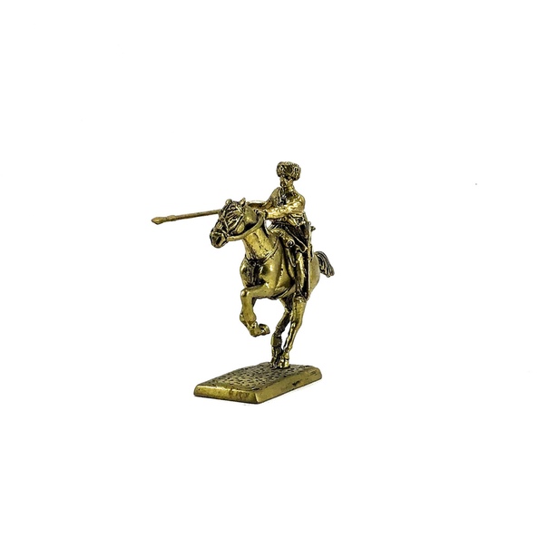 Бронзовая статуэтка Рядовой 1-го уральского казачьего полка в черкеске с пикой на конеФото 18007-04.jpg