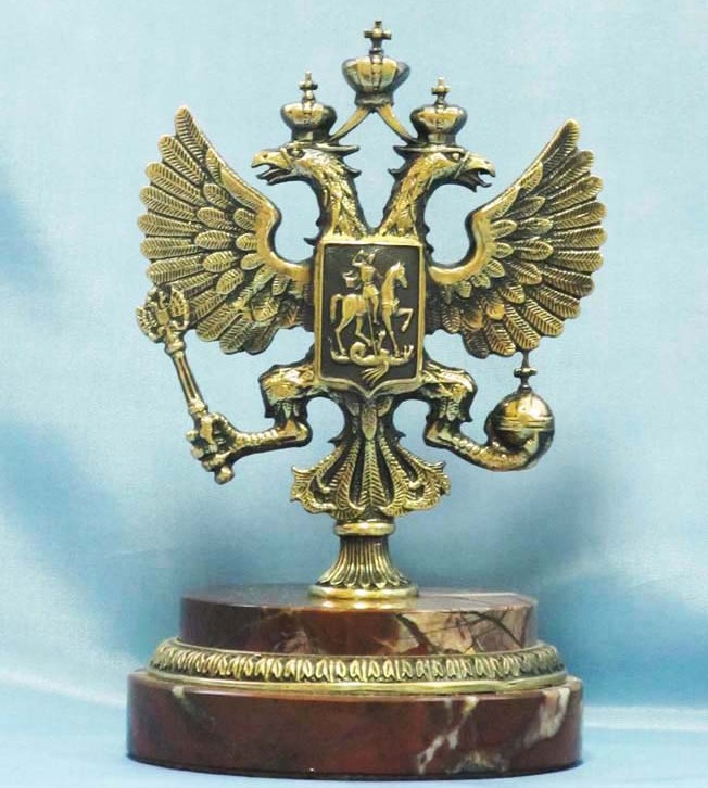 Бронзовая статуэтка сувенир Российский герб 1.