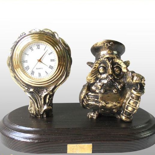 Бронзовые часы Сова железнодорожник (РЖД)