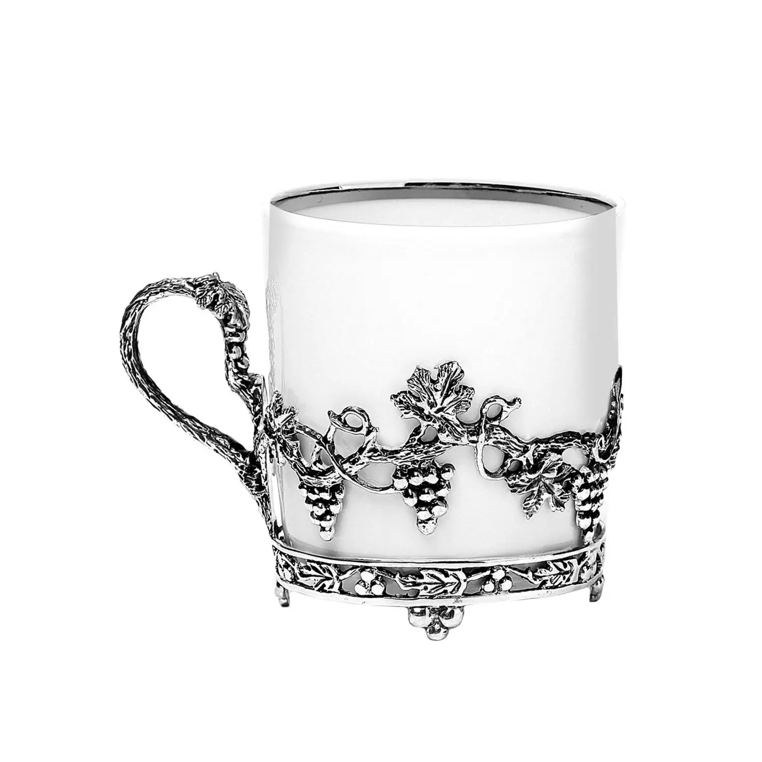 Серебряный набор кофейная чашка Виноград с ложкойФото 19610-03.jpg