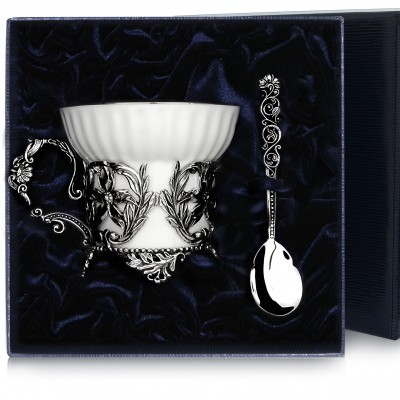 Серебряный набор чайная чашка Симфония с ложкой