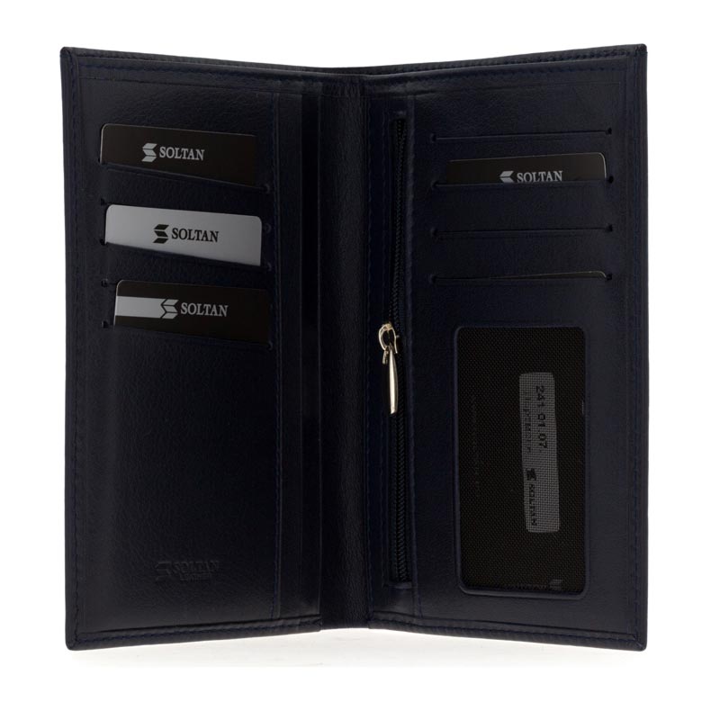 Синее кожаное портмоне с отделением для паспорта и автодокументов SOLTAN 241 01 07Фото 20337-01.jpg