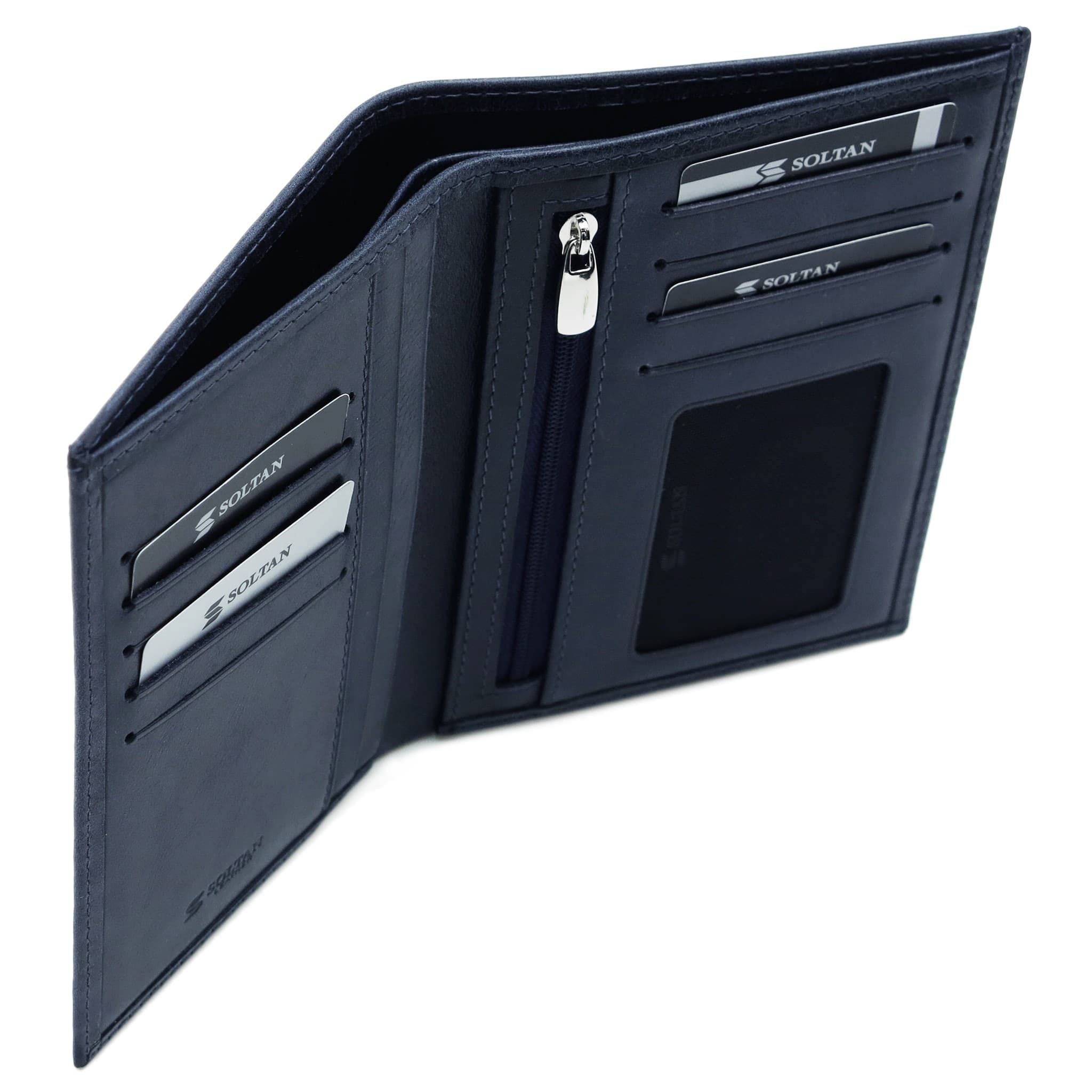 Синее кожаное портмоне с отделением для паспорта и автодокументов SOLTAN 241 11 17