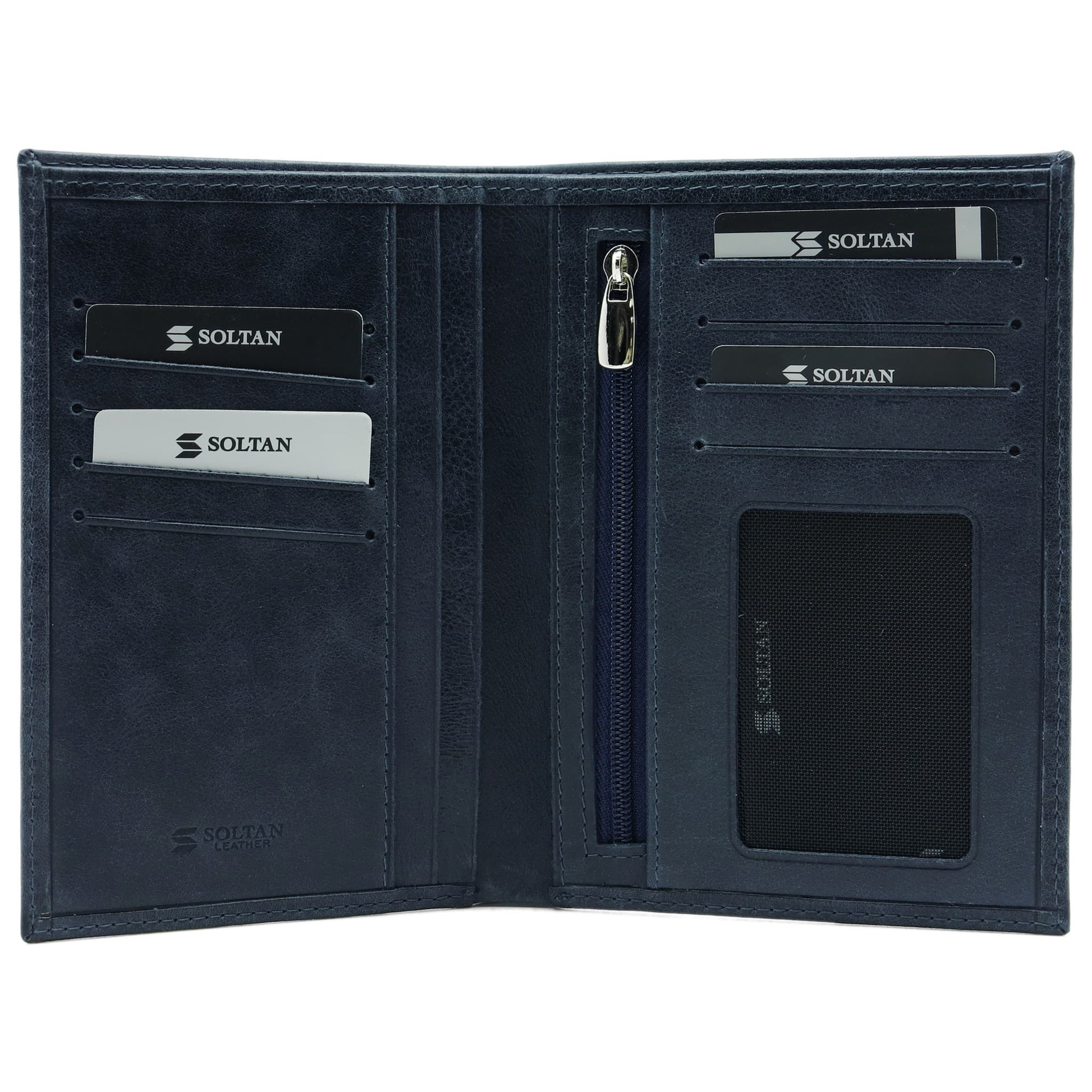 Синее кожаное портмоне с отделением для паспорта и автодокументов SOLTAN 241 11 17Фото 20342-03.jpg