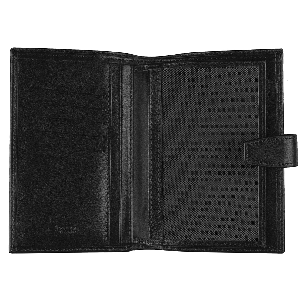 Черное кожаное портмоне с отделением для паспорта и автодокументов SOLTAN 256 21 01