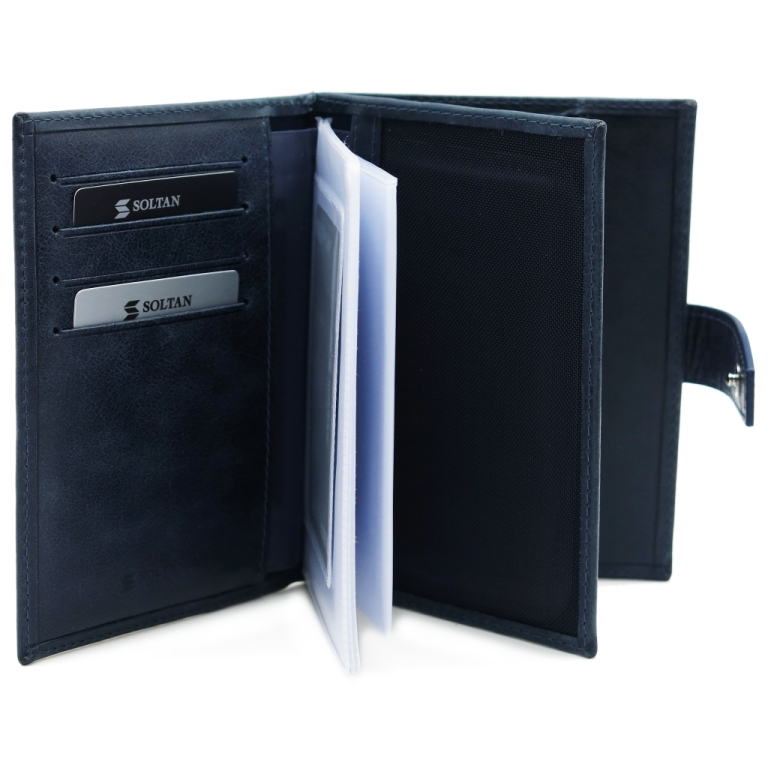 Синяя кожаная обложка для автодокументов и паспорта SOLTAN 075 11 17Фото 20395-03.jpg