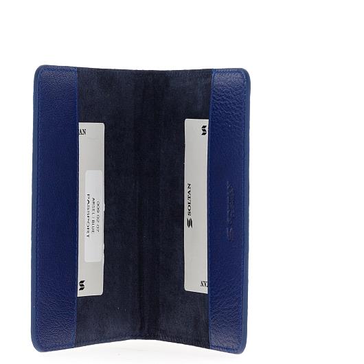 Синяяя кожаная обложка для паспорта SOLTAN 009 02 07