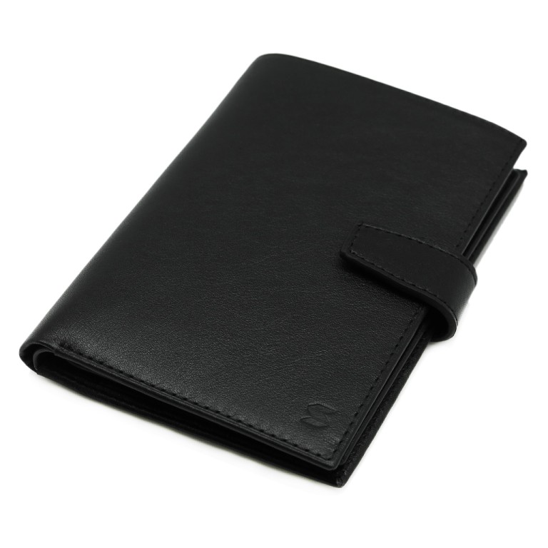 Черное кожаное портмоне с отделением для паспорта и автодокументов SOLTAN 256 01 01
