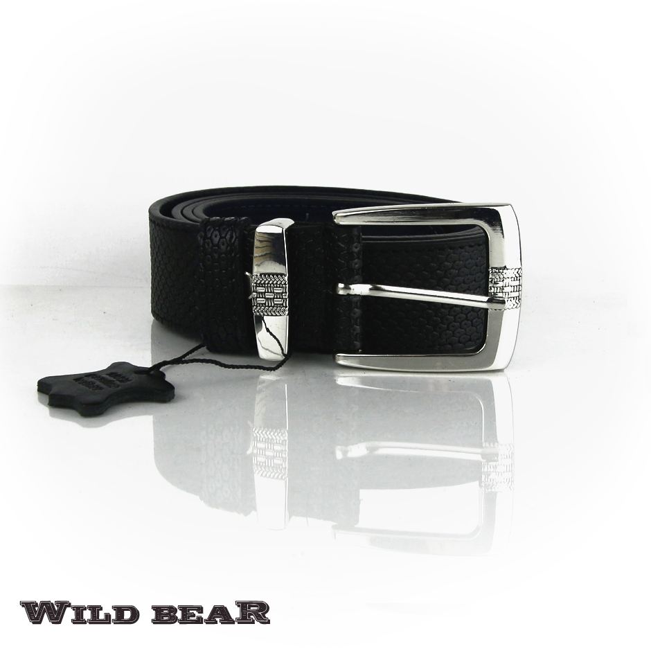 Черный кожаный ремень WILD BEAR Фото 20730-05.jpg