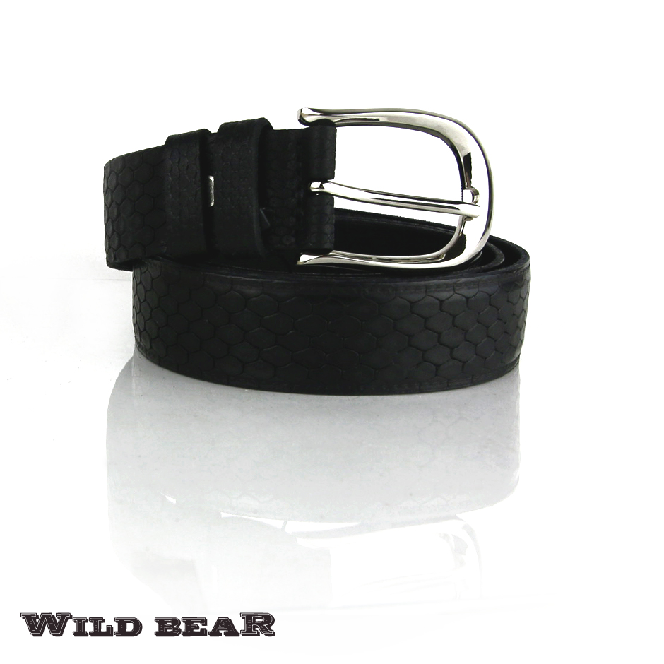 Черный кожаный ремень WILD BEAR Фото 20734-03.jpg