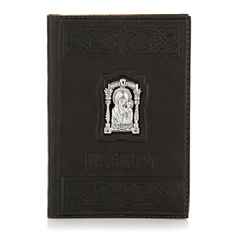 Кожаная обложка для паспорта Богородица