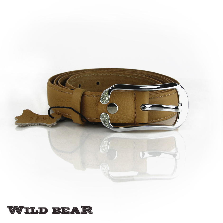 Бежевый кожаный ремень WILD BEAR 