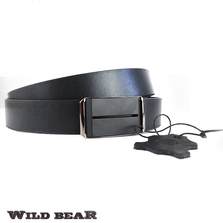 Классический черный кожаный ремень WILD BEAR Фото 21626-02.jpg