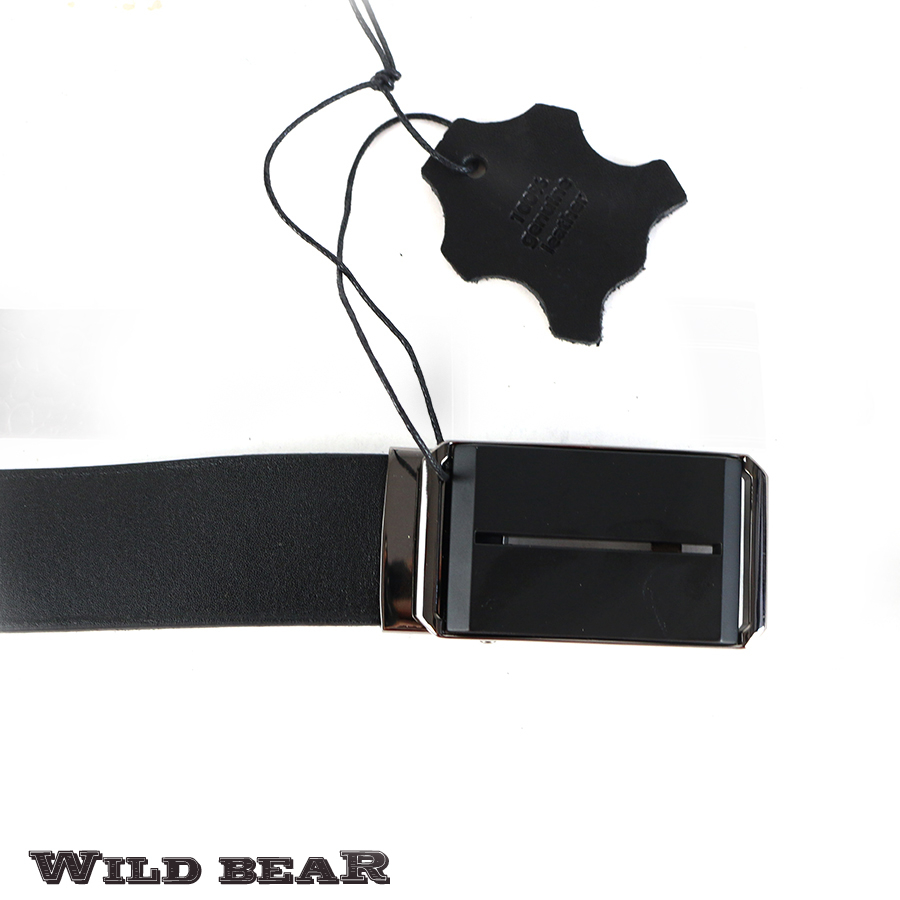 Классический черный кожаный ремень WILD BEAR 