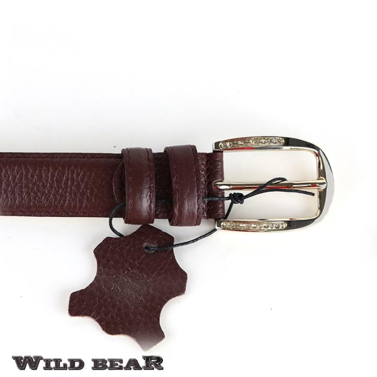 Бордовый кожаный ремень WILD BEAR