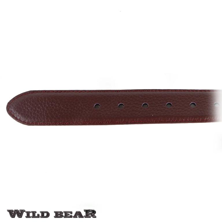 Бордовый кожаный ремень WILD BEAR