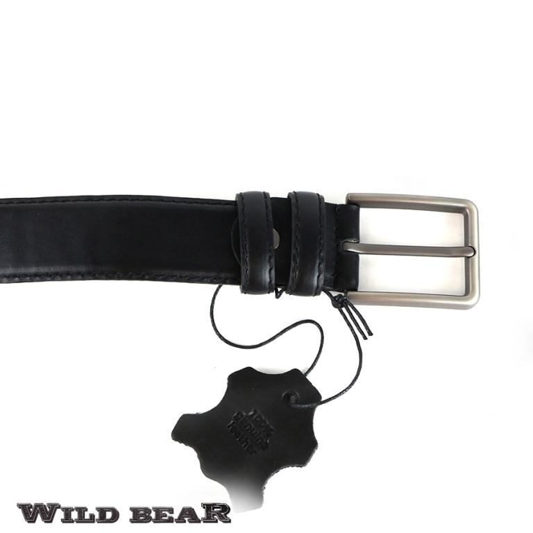 Классический черный кожаный ремень WILD BEARФото 21636-03.jpg