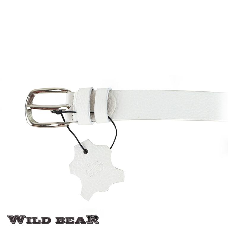 Белый кожаный ремень WILD BEAR