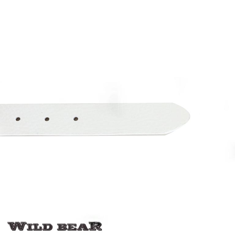Белый кожаный ремень WILD BEAR