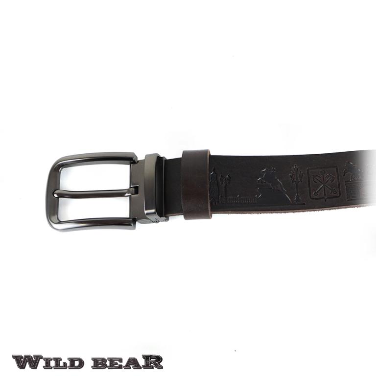 Темно-коричневый кожаный ремень WILD BEAR Фото 21648-03.jpg