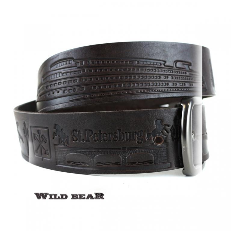 Темно-коричневый кожаный ремень WILD BEAR Фото 21648-05.jpg
