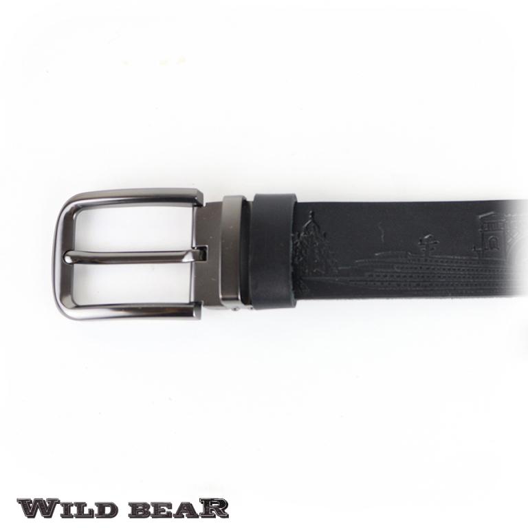Черный кожаный ремень WILD BEAR Фото 21649-02.jpg