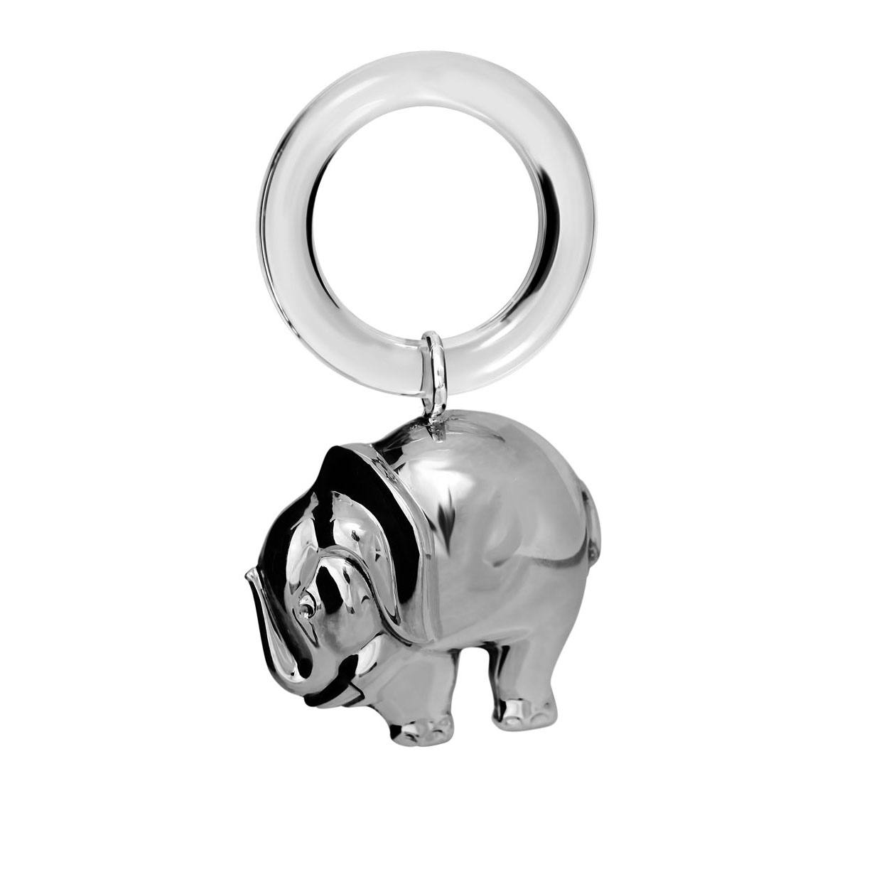 Серебряная погремушка Слон на кольце