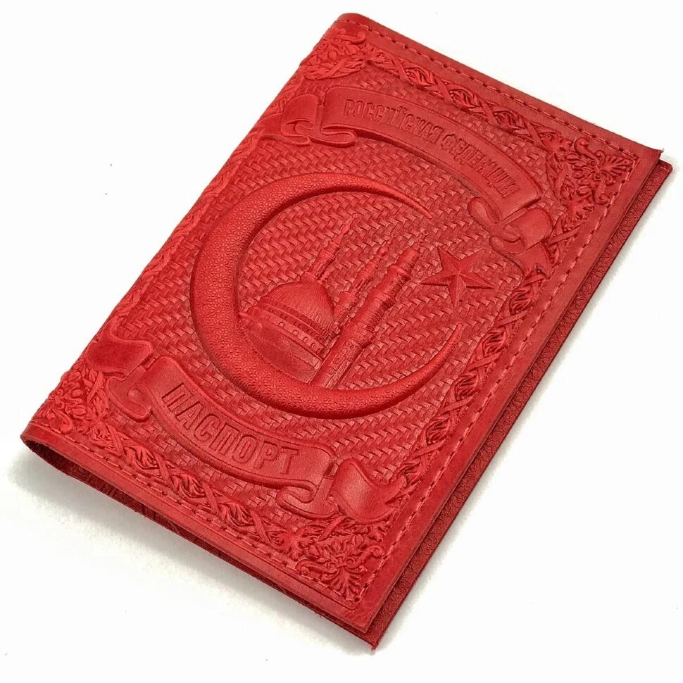 Кожаная обложка для паспорта Полумесяц и Мечеть кожа (3D)Фото 24432-04.jpg