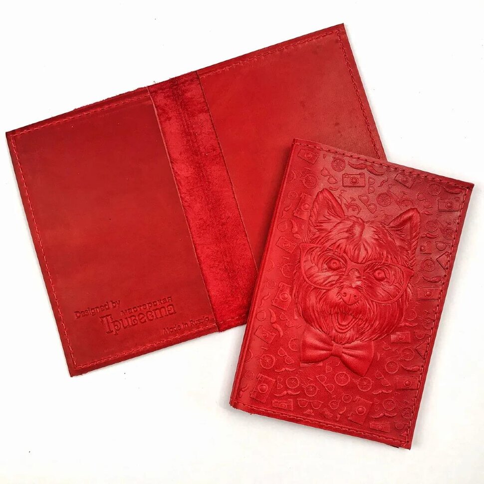 Кожаная обложка для паспорта Хипстер Вест кожа (3D)Фото 24433-03.jpg