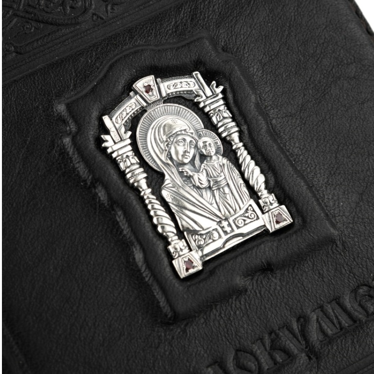 Кожаная обложка для автодокументов Казанская Богородица