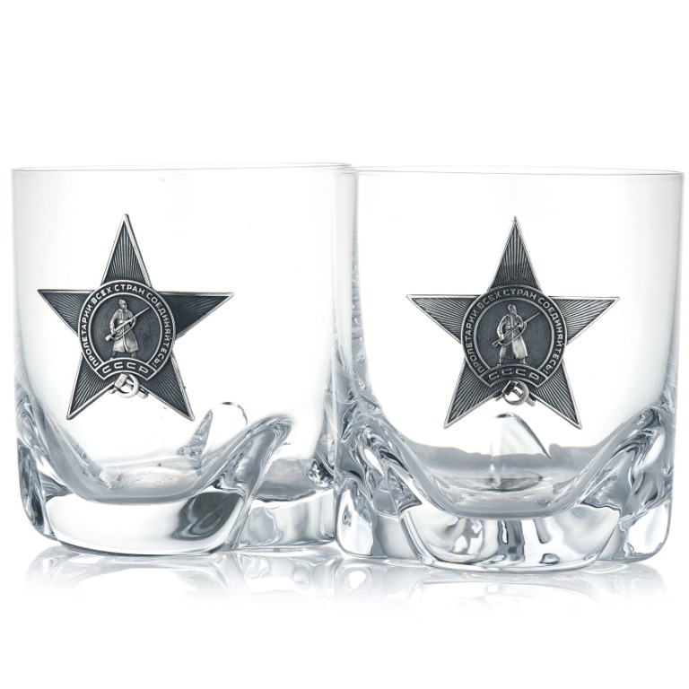 Набор стаканов с серебряной накладкой КоронаФото 26464-01.jpg