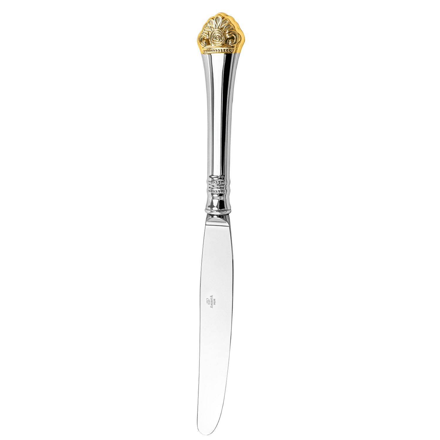 Серебряный столовый нож с позолотой Афина
