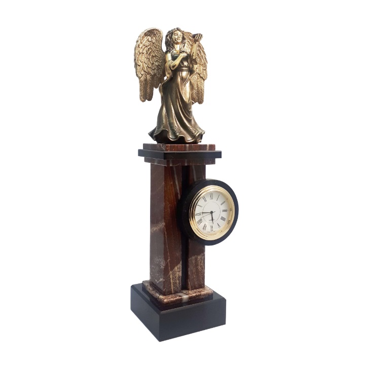 Бронзовые часы-колонна Ангел добра