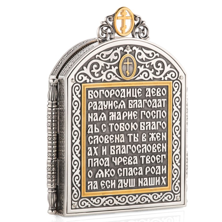 Серебряная икона-складень Тихвинская Богоматерь