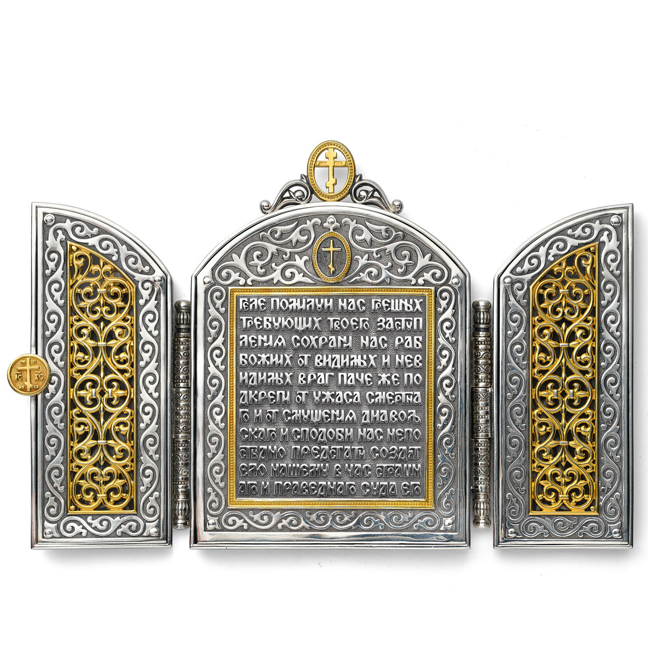 Серебряная икона-складень Святой Михаил