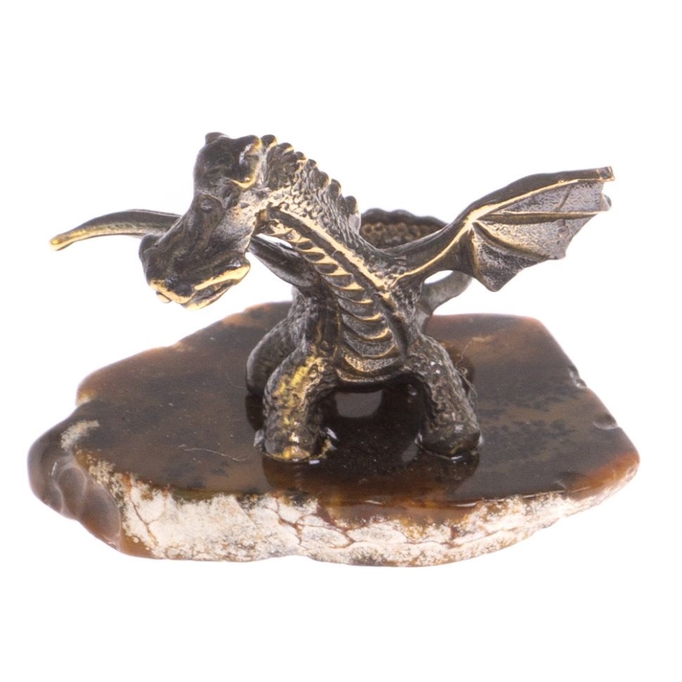 Бронзовая статуэтка "Дракон" на подставке из яшмыФото 27645-01.jpg