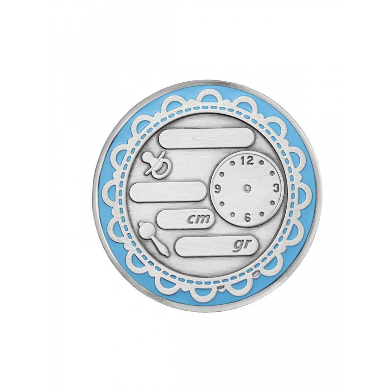 Серебряная медаль С рождением с голубой эмальюФото 27735-03.jpg