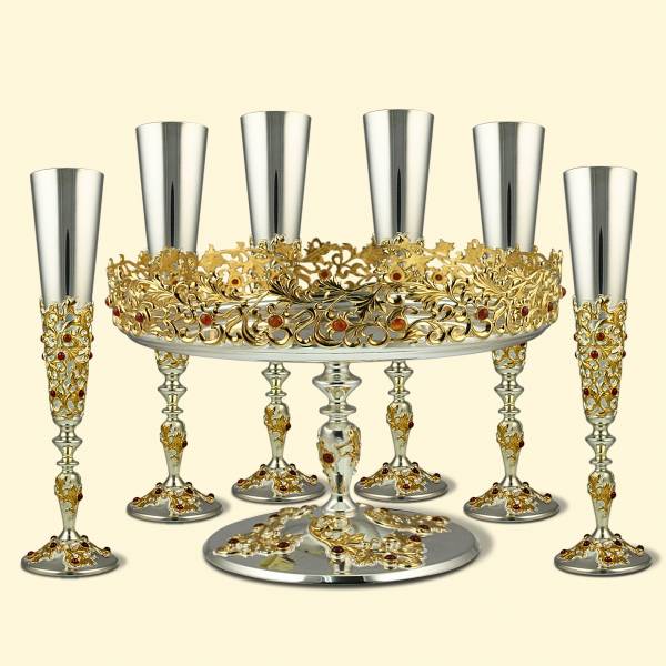 Серебряный набор для шампанского Золотая осеньФото 6493-01.jpg